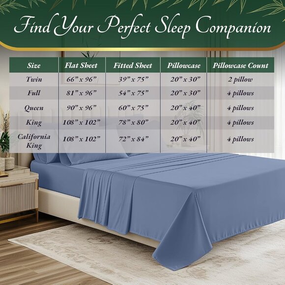 1- NIB Bamboo Sheets Queen Size 6pcs-Ultra Soft & Luxuriously Cooling, 17" Deep - Picture 8 of 8